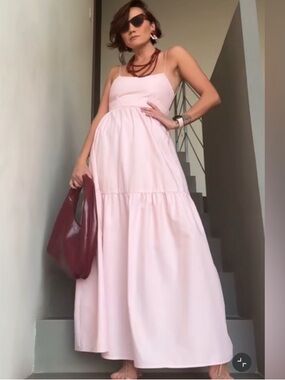 NWT Commense Pink Spaghetti Strap open back Maxi Dress